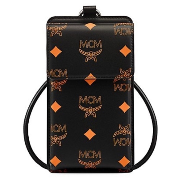 UNISEX🔥Authentic MCM Leather VISETOS logo print phone/card lanyard /Cros… - Picture 13 of 14